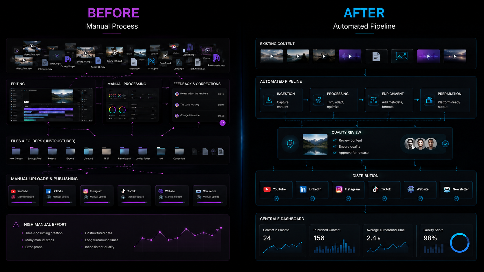 Case 1 before and after process visual